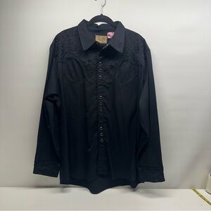 Scully Men's Black Western Shirt embroidered size XXL
